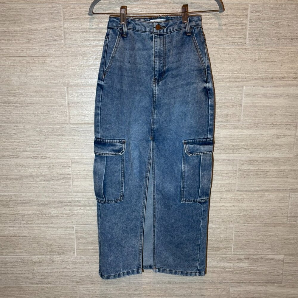 Love, Fire Jean Denim Straight Skirt Slit Girls